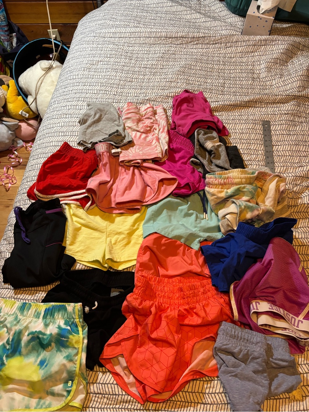 Lot of girls size 8 kids Athletic Shorts - Bright Multi-Color Mix bundle